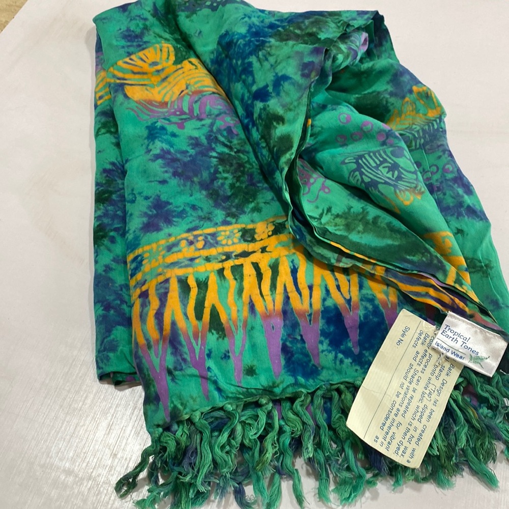 Sarong swim wear Hawaiian Tropical Earth Tone Ocean Sea Tyedye Batic beach cover